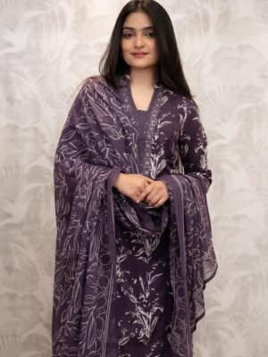 Elegant Heavy Cotton Embroidered Kurti Set with Dupatta
